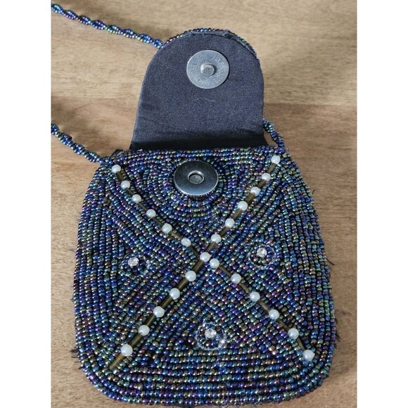Vintage Mini Micro Beaded Purse Evening Bag With Beaded Strap - Picture 6 of 8